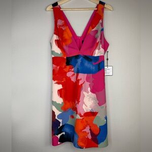 LAUNDRY by Shelli Segal Pink Abstract A-Line Knee-Length Dress Size 4 NWT